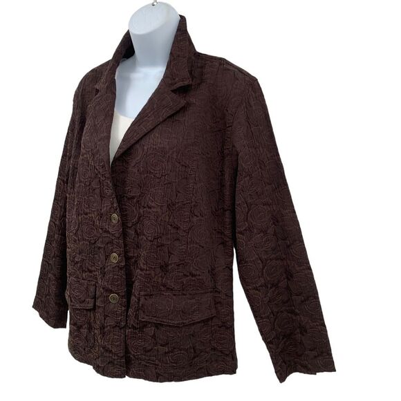 Chico’s Expresso Brown Embossed Blazer Jacket Sz. 12/14 - Picture 4 of 10